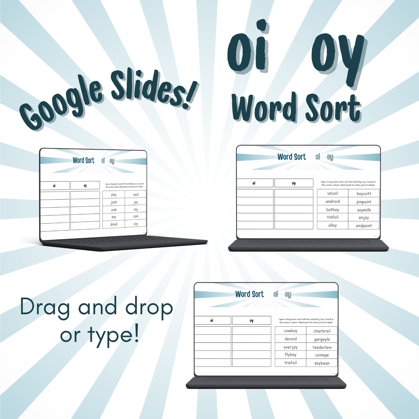 Word Sort - Google Slides - Diphthongs OI & OY