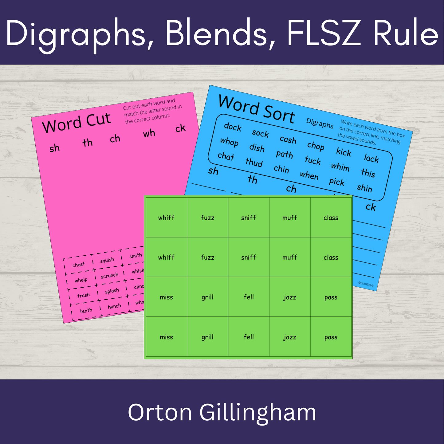 Digraphs, Blends, and FLSZ Rule - Games and Activities