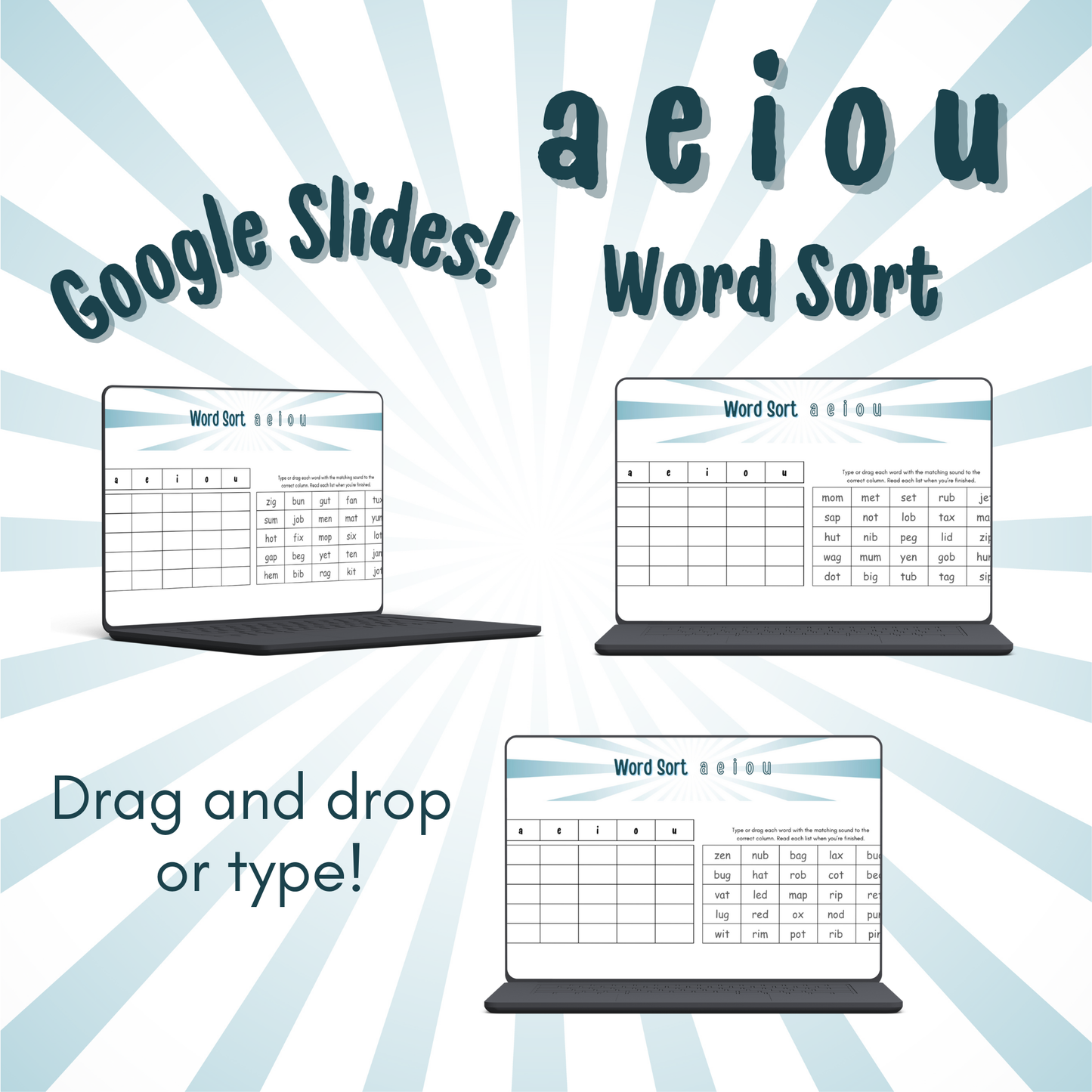 Word Sort - Google Slides - Short Vowels