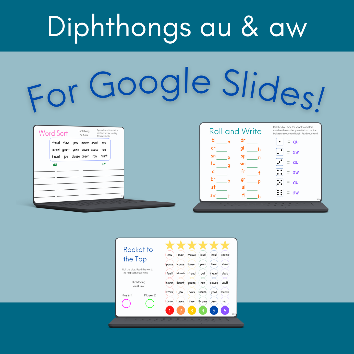 Diphthongs AU & AW - Google Slides - Games and Activities