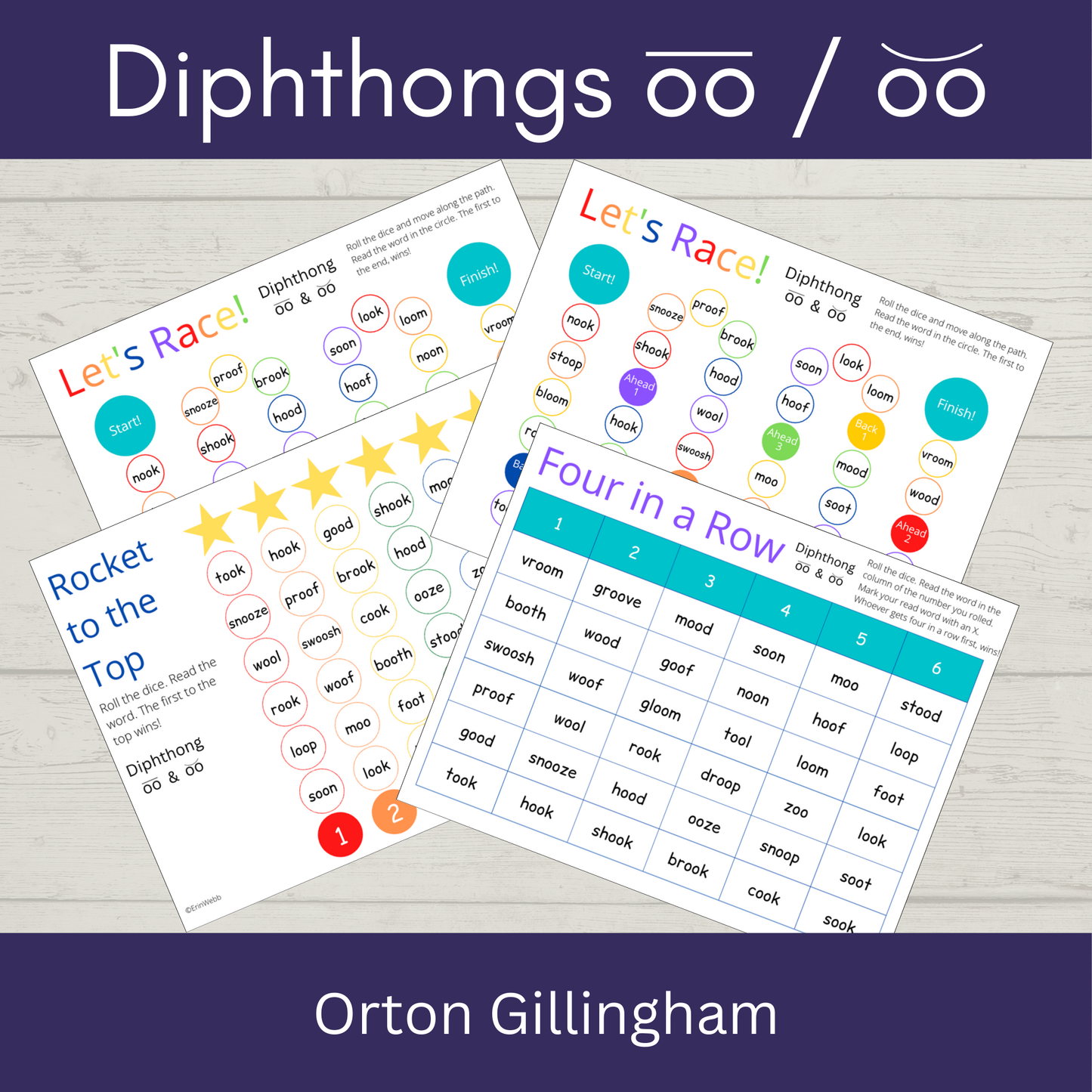 Diphthongs OO (hoot) & OO (book) Games and Activities