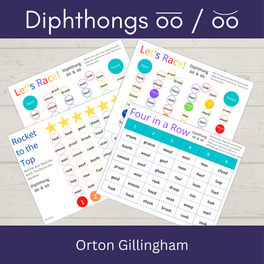 Diphthongs OO (hoot) & OO (book) Games and Activities