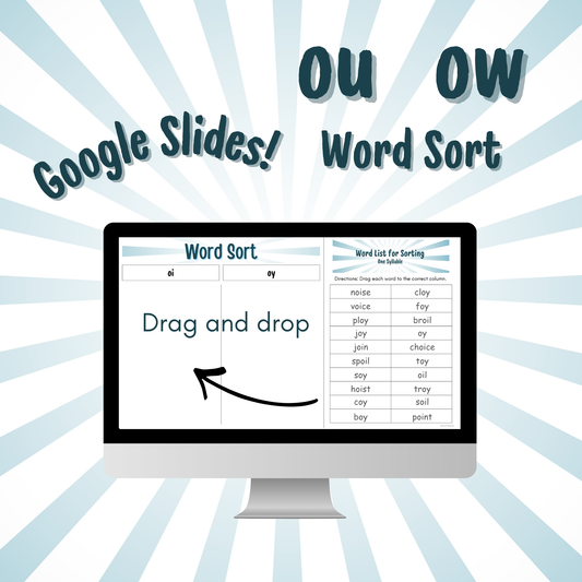 Word Sort - Google Slides - Diphthongs OU & OW