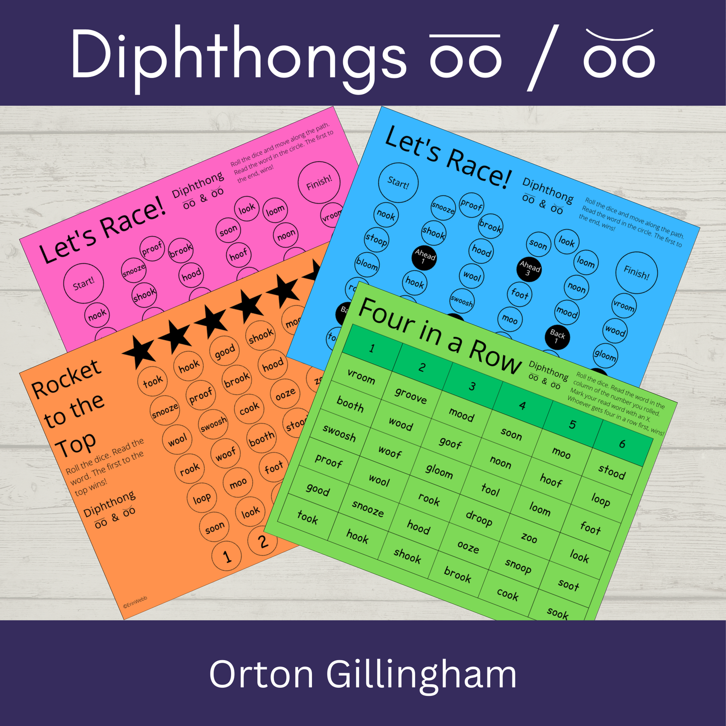 Diphthongs OO (hoot) & OO (book) Games and Activities