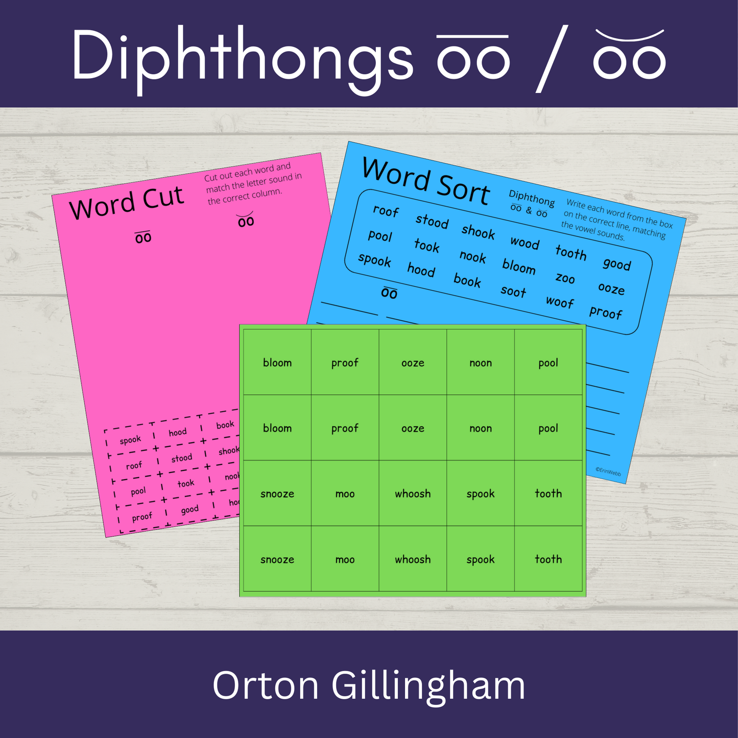 Diphthongs OO (hoot) & OO (book) Games and Activities