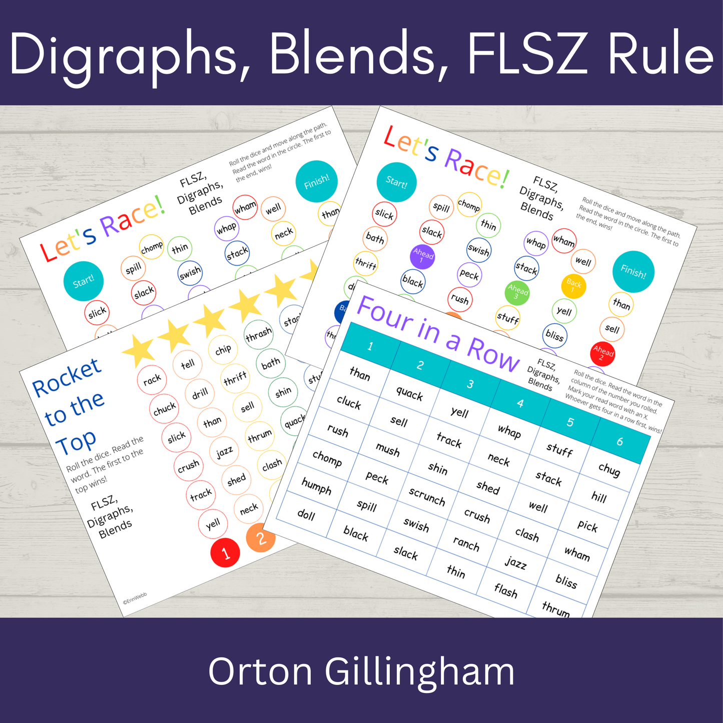 Digraphs, Blends, and FLSZ Rule - Games and Activities