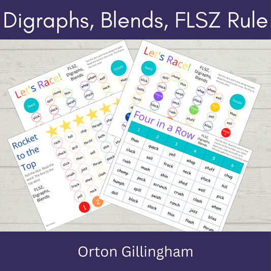 Digraphs, Blends, and FLSZ Rule - Games and Activities