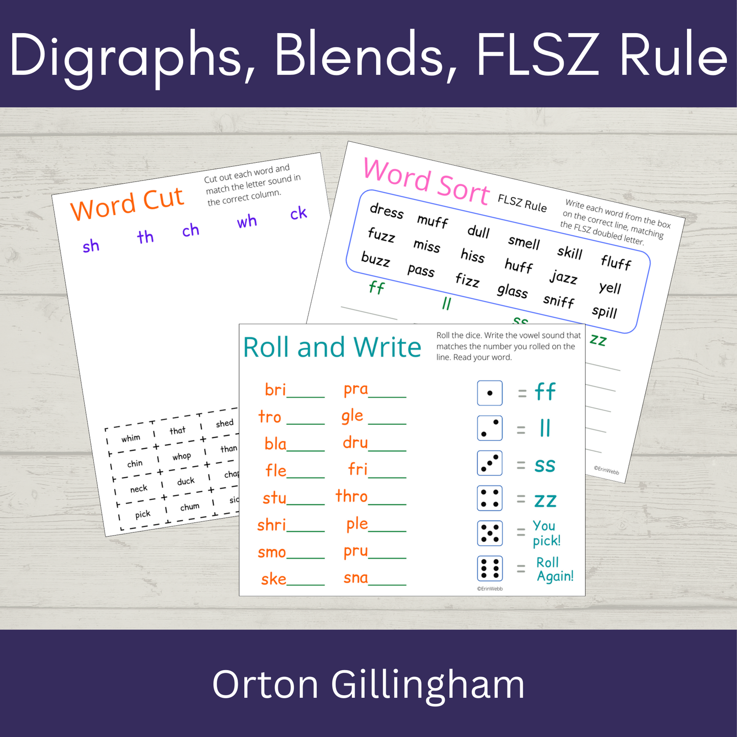 Digraphs, Blends, and FLSZ Rule - Games and Activities