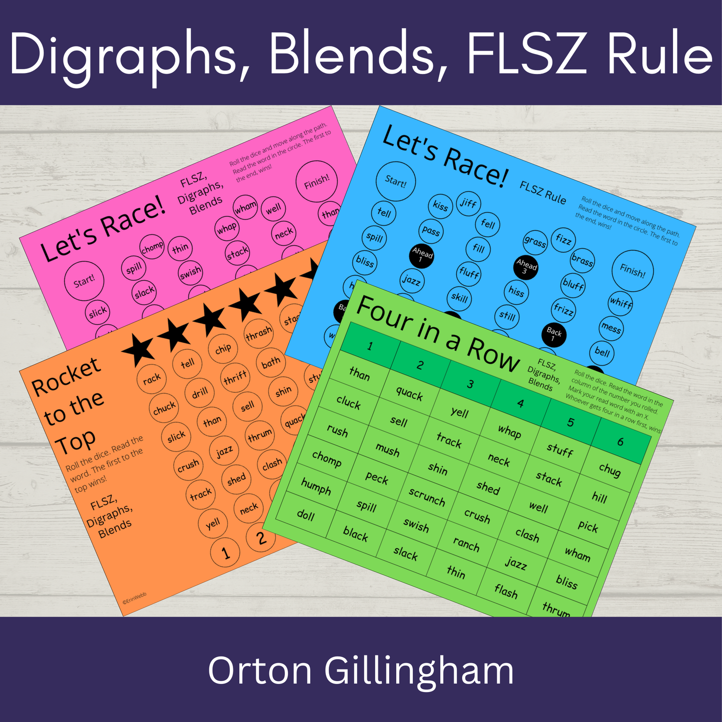 Digraphs, Blends, and FLSZ Rule - Games and Activities