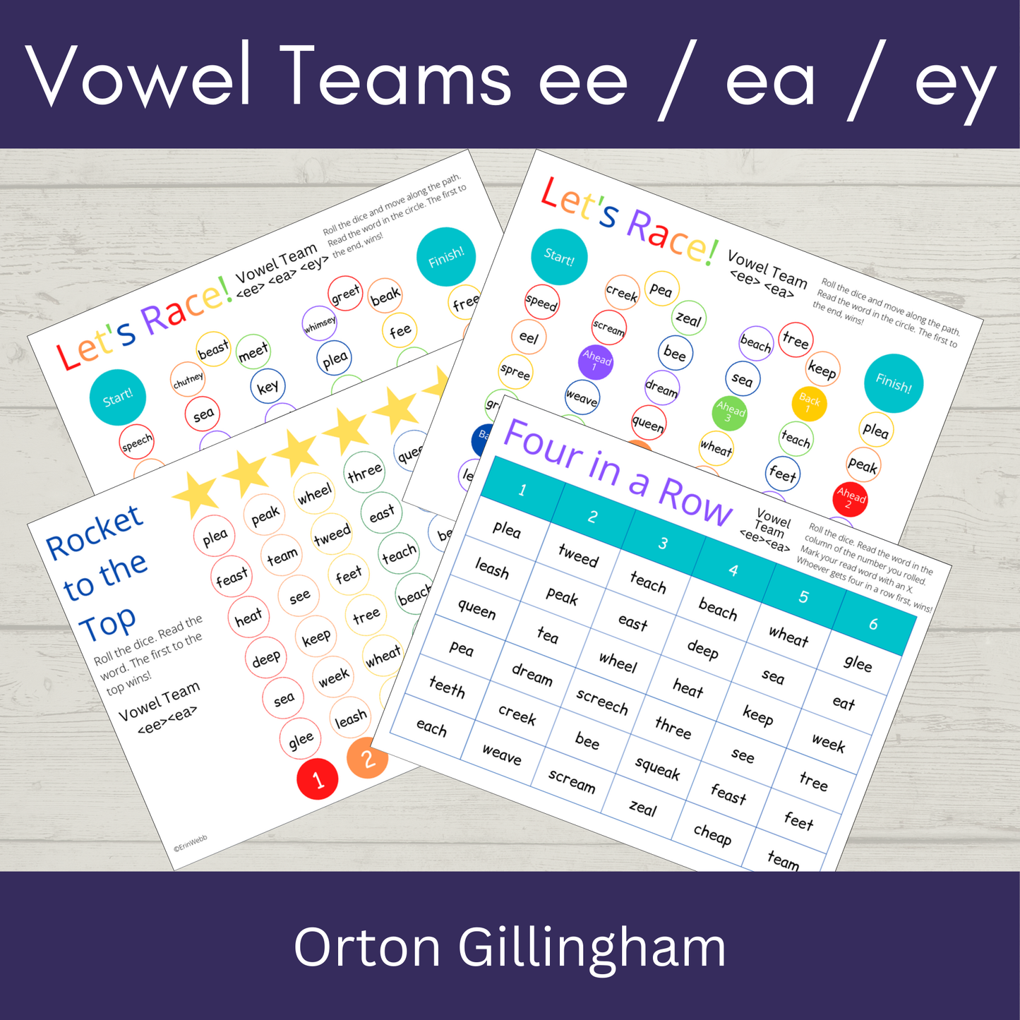 Vowel Teams ee, ea, ey - Games and Activities