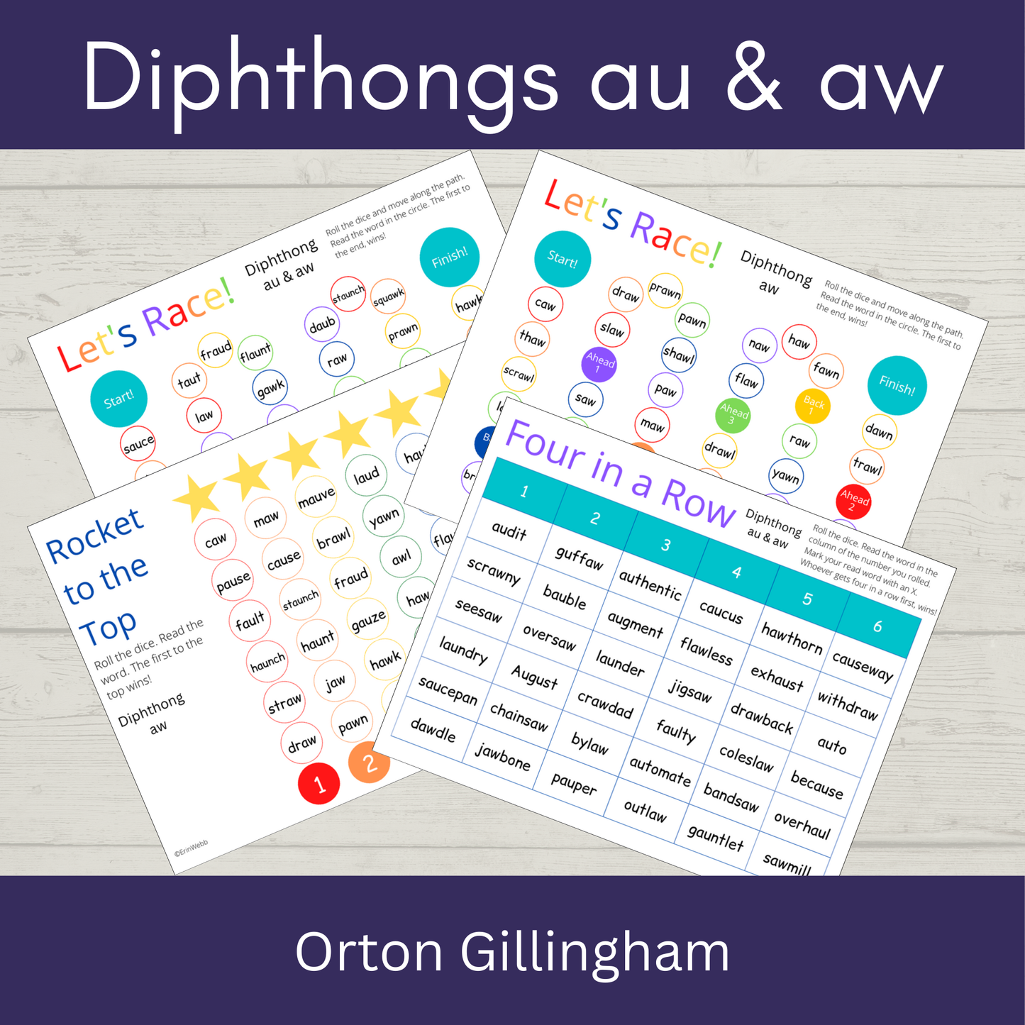 Diphthong AU and AW - Games and Activities