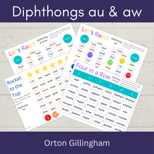 Diphthong AU and AW - Games and Activities
