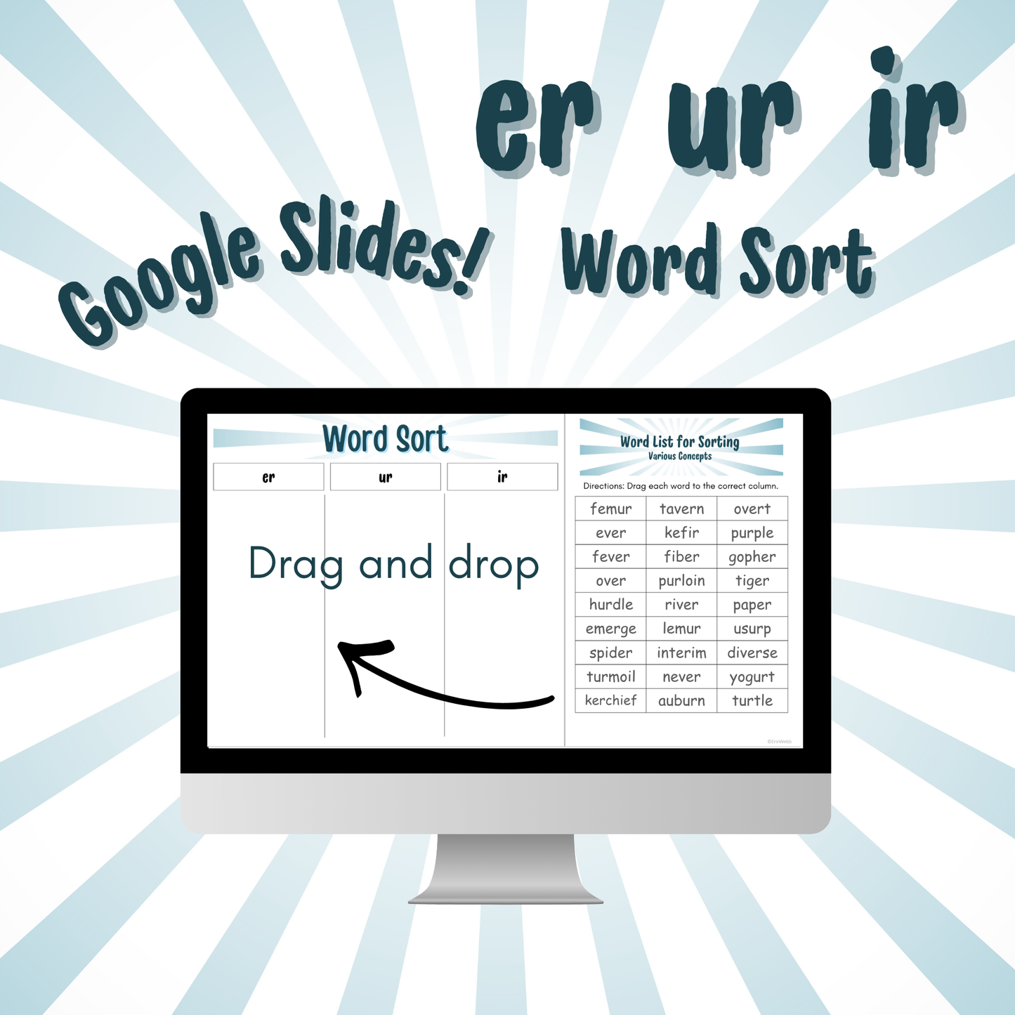 Word Sort - Google Slides - ER, UR, & IR