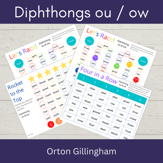 Diphthongs OU and OW - Games and Activities