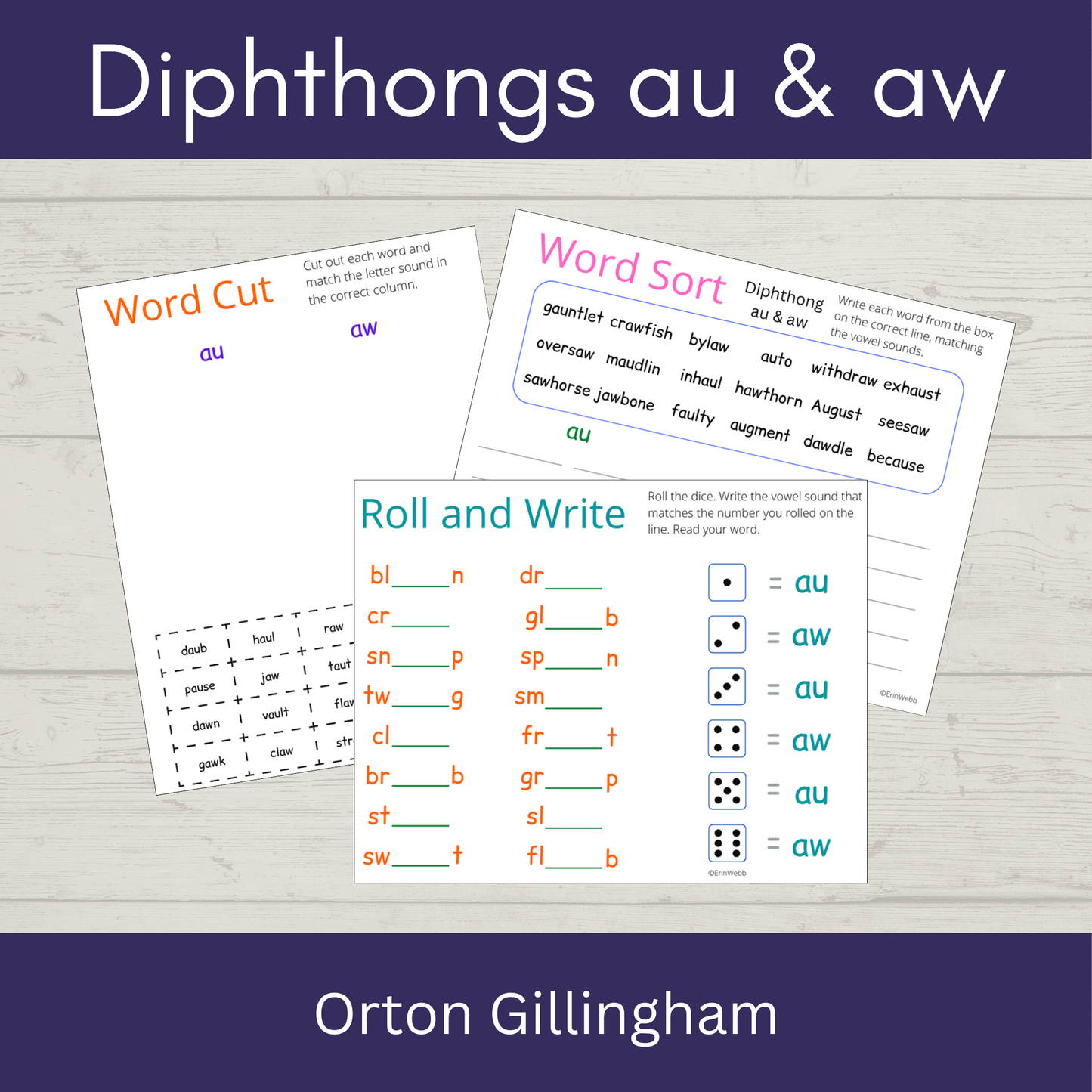 Diphthong AU and AW - Games and Activities