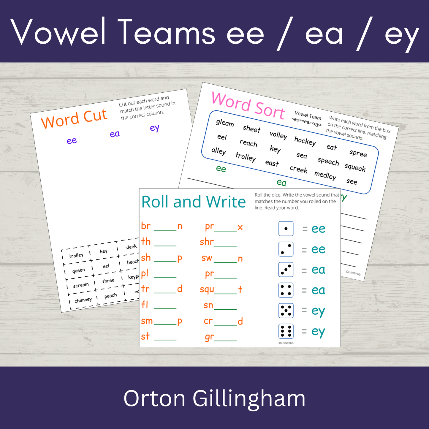 Vowel Teams ee, ea, ey - Games and Activities