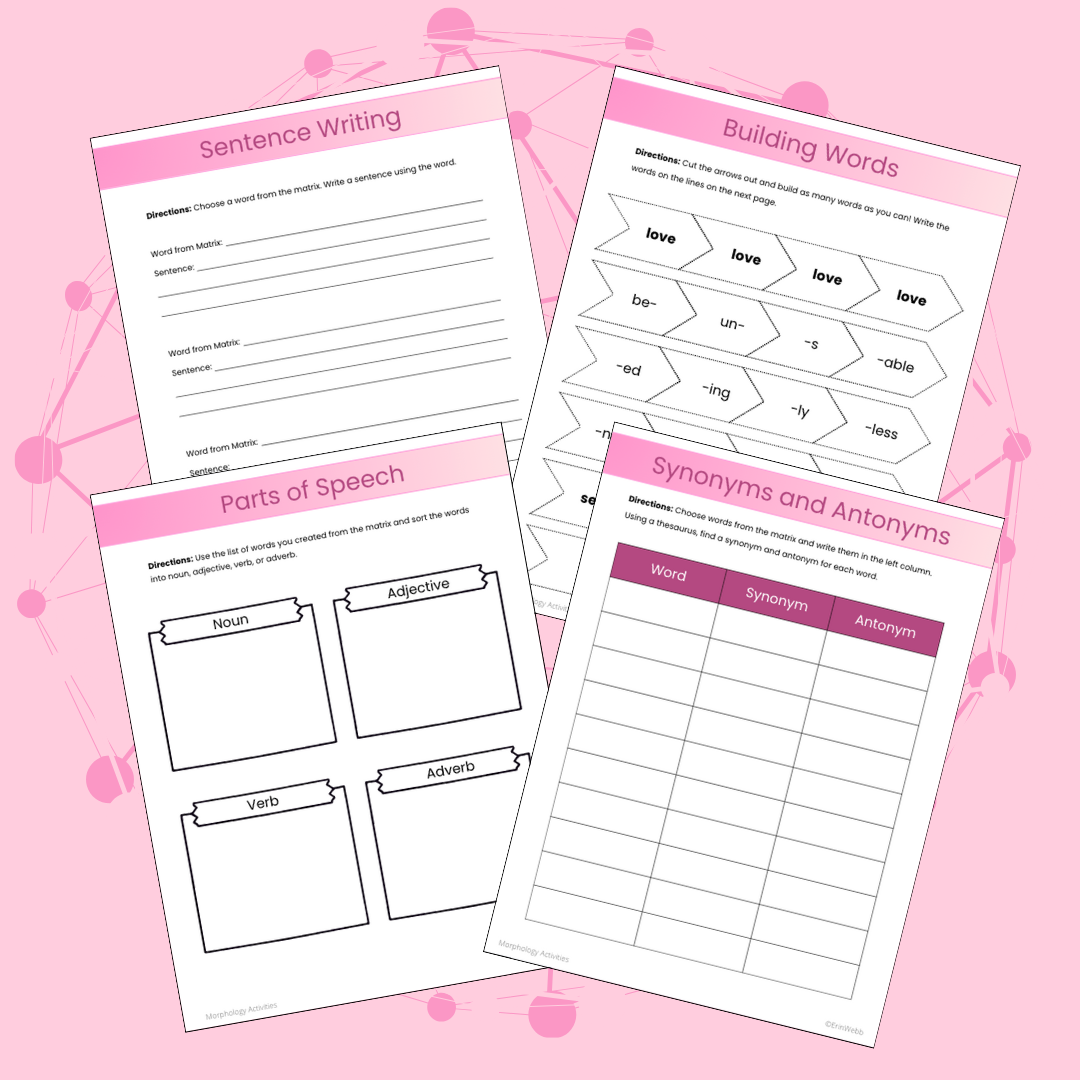 Morphology Activities - Base Word LOVE