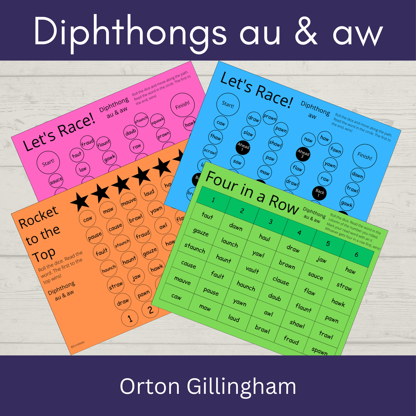 Diphthong AU and AW - Games and Activities