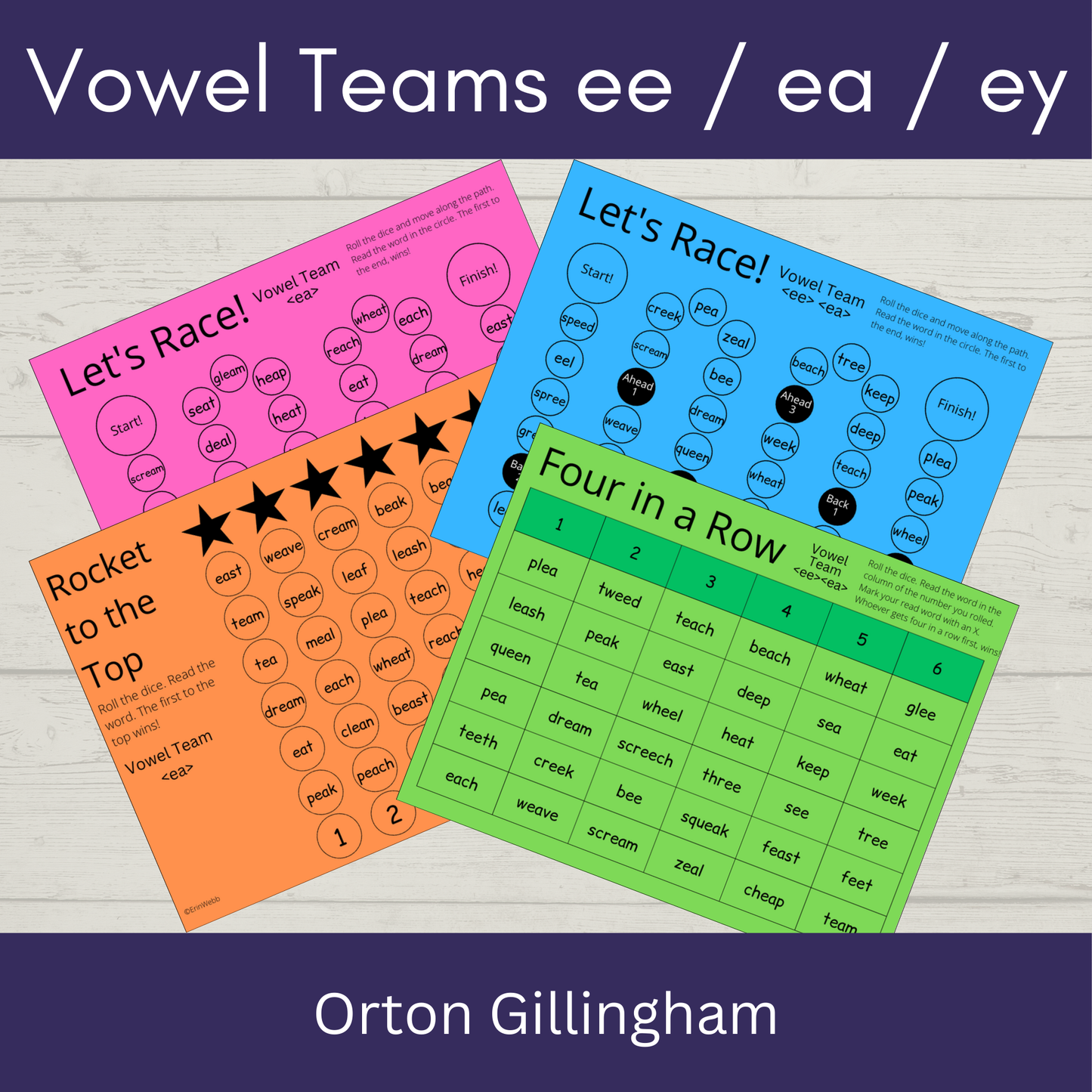 Vowel Teams ee, ea, ey - Games and Activities