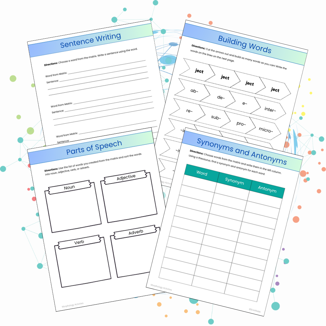 Morphology Activities - Base Word JECT