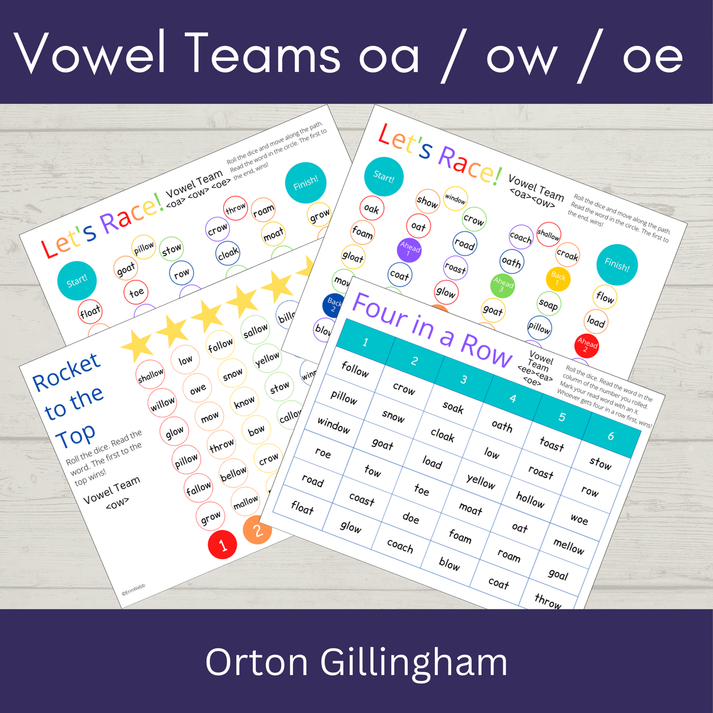 Vowel Teams oa / ow / oe - Games and Activities
