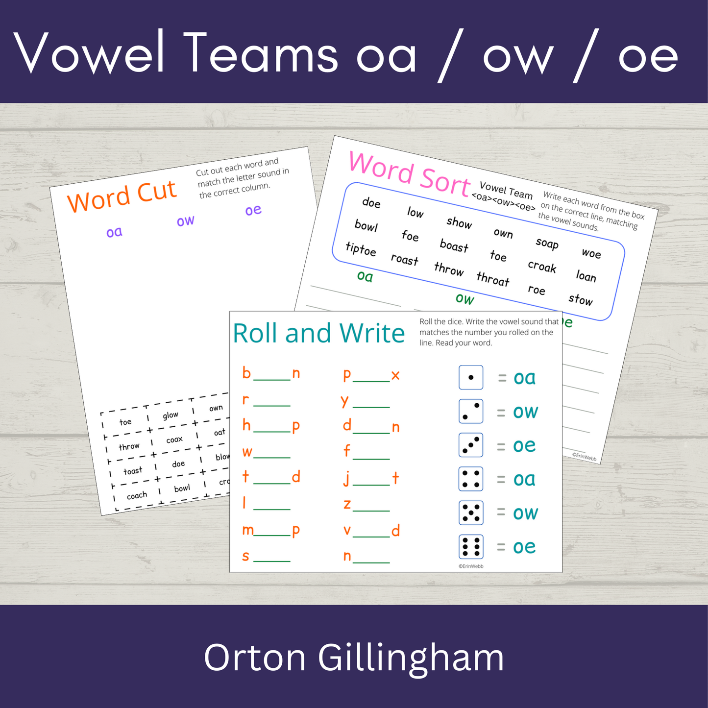 Vowel Teams oa / ow / oe - Games and Activities