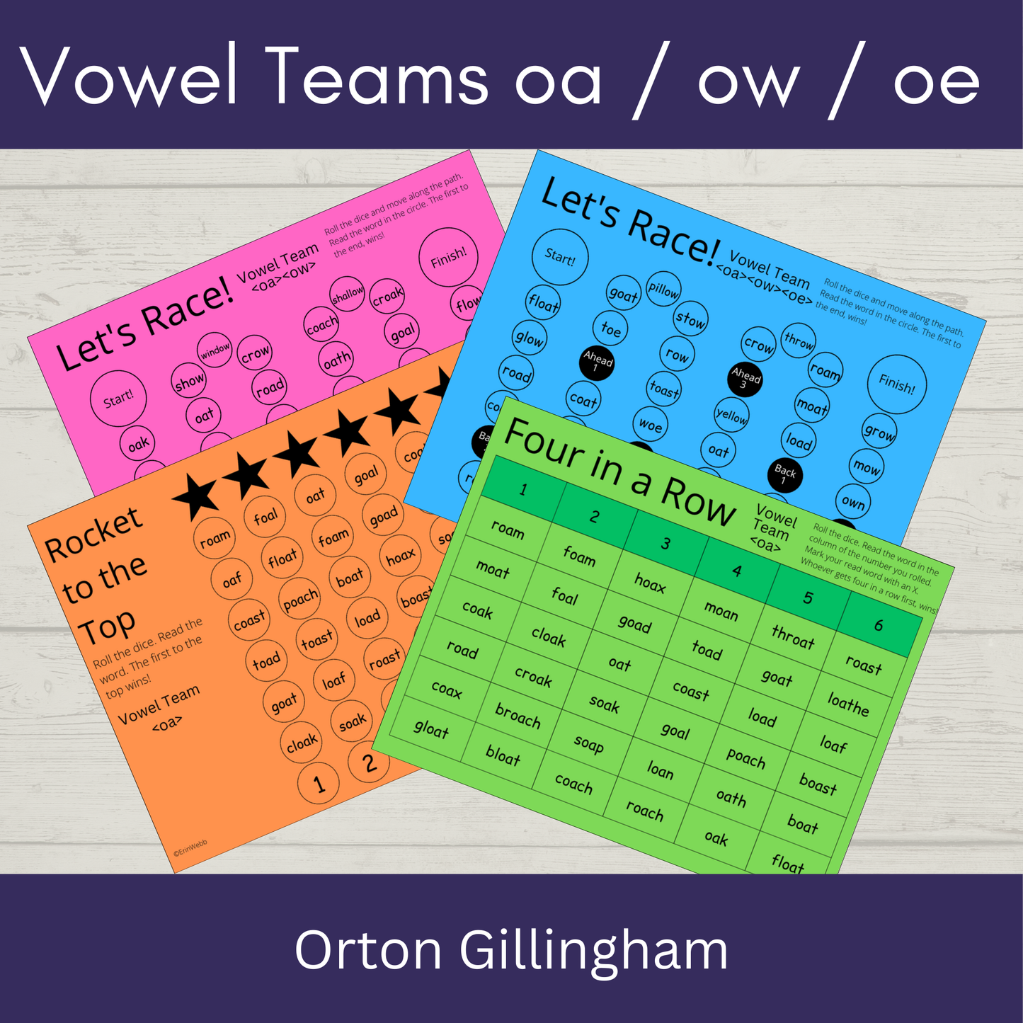 Vowel Teams oa / ow / oe - Games and Activities