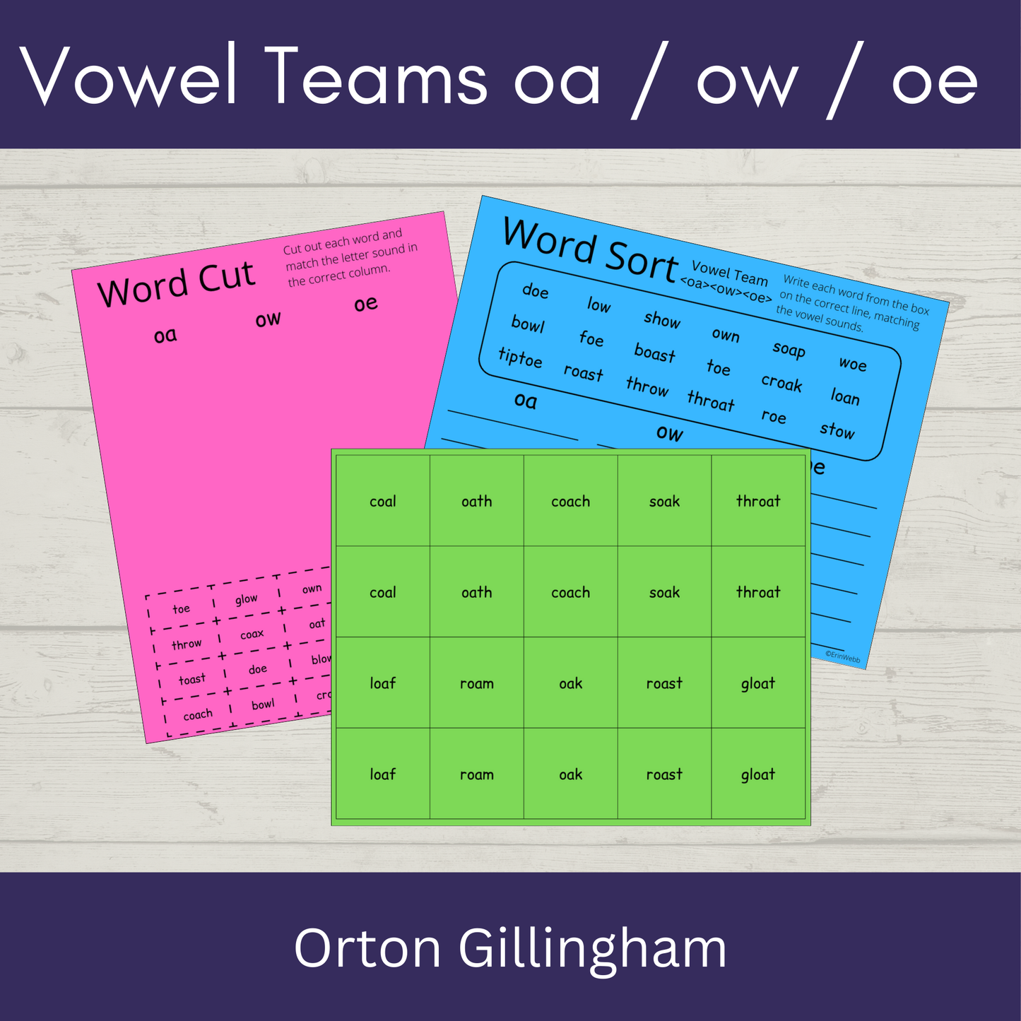 Vowel Teams oa / ow / oe - Games and Activities