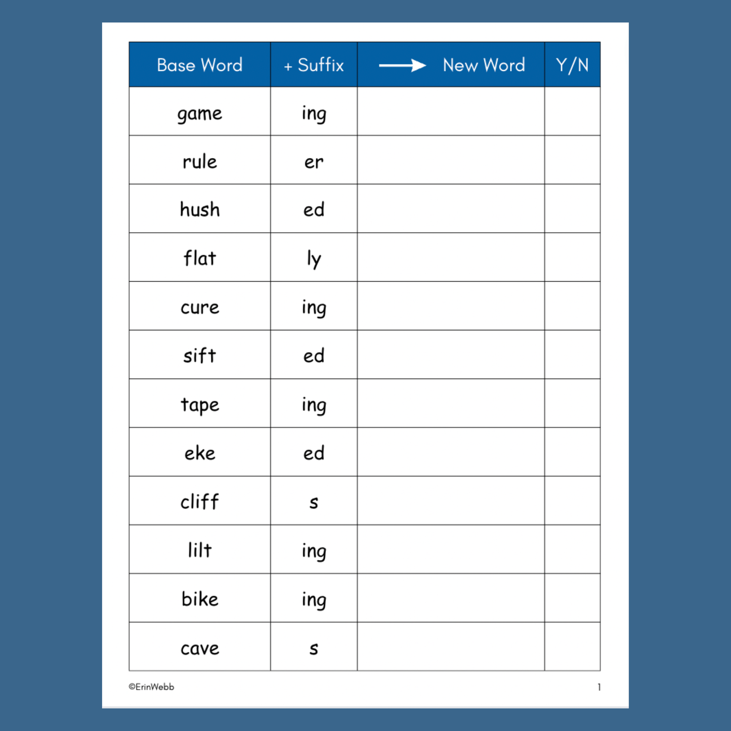 Silent E Spelling Rule Workbook