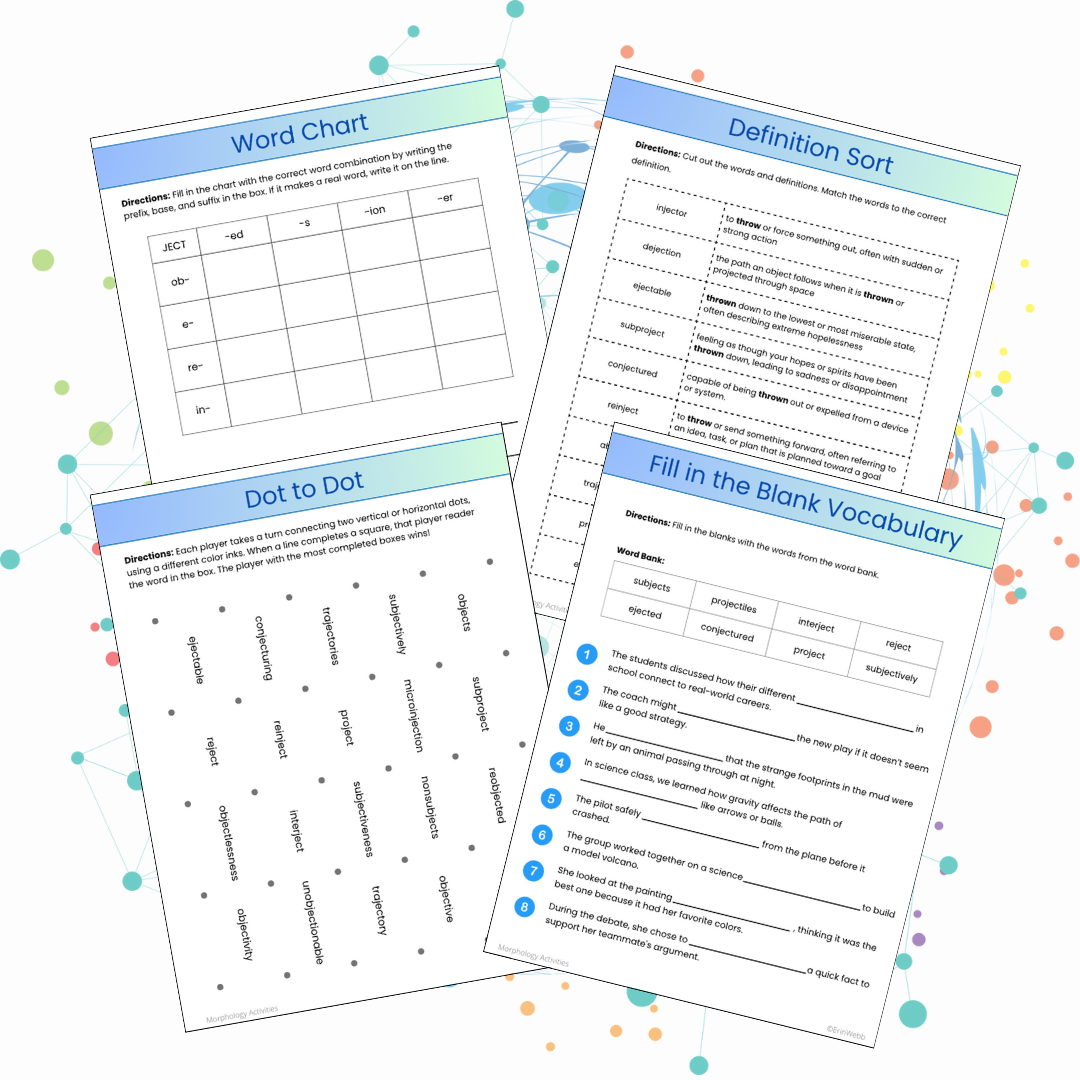 Morphology Activities - Base Word JECT