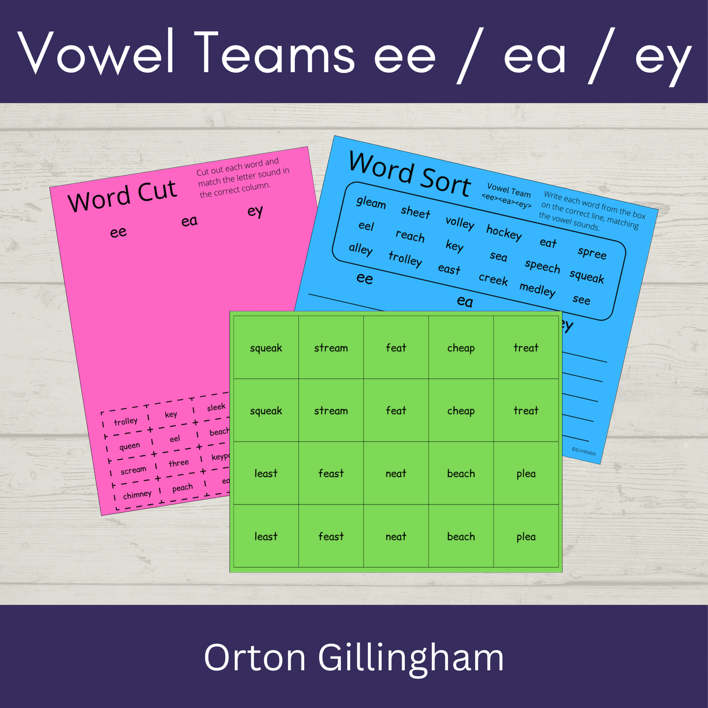 Vowel Teams ee, ea, ey - Games and Activities