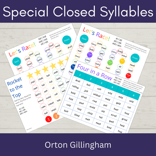 Special Closed Syllables - Games and Activities