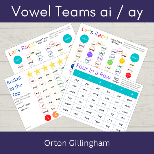 Vowel Teams ai/ay - Games and Activities