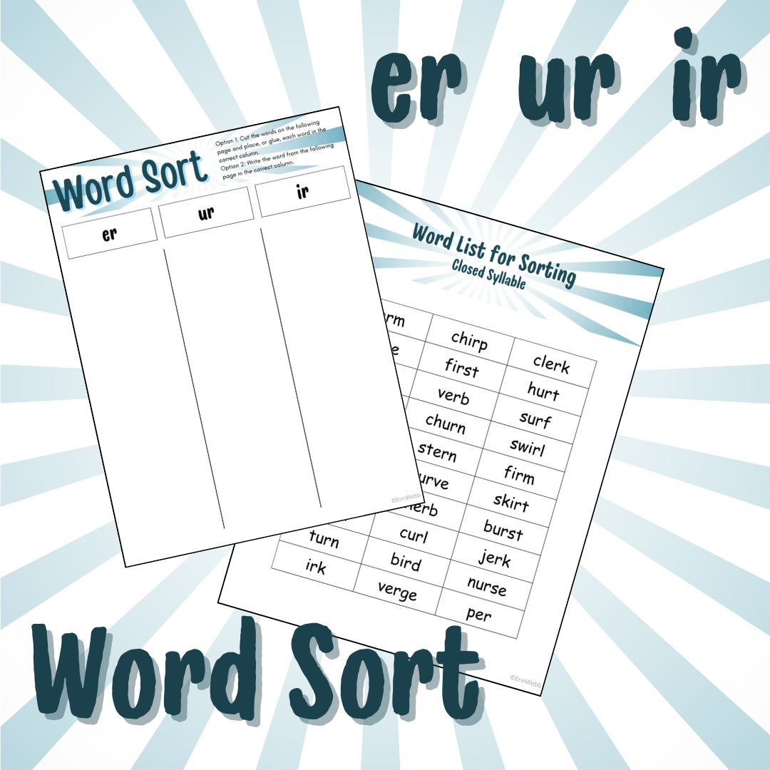 Word Sort - R-Control ER, UR, IR