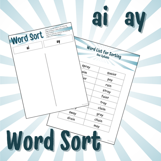 Word Sort - Vowel Teams AI and AY
