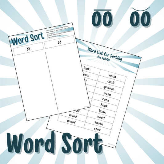 Word Sort - Diphthongs OO (hoot) & OO (book)