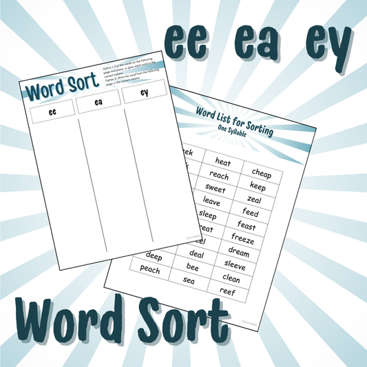 Word Sort - Vowel Teams EE, EA, EY