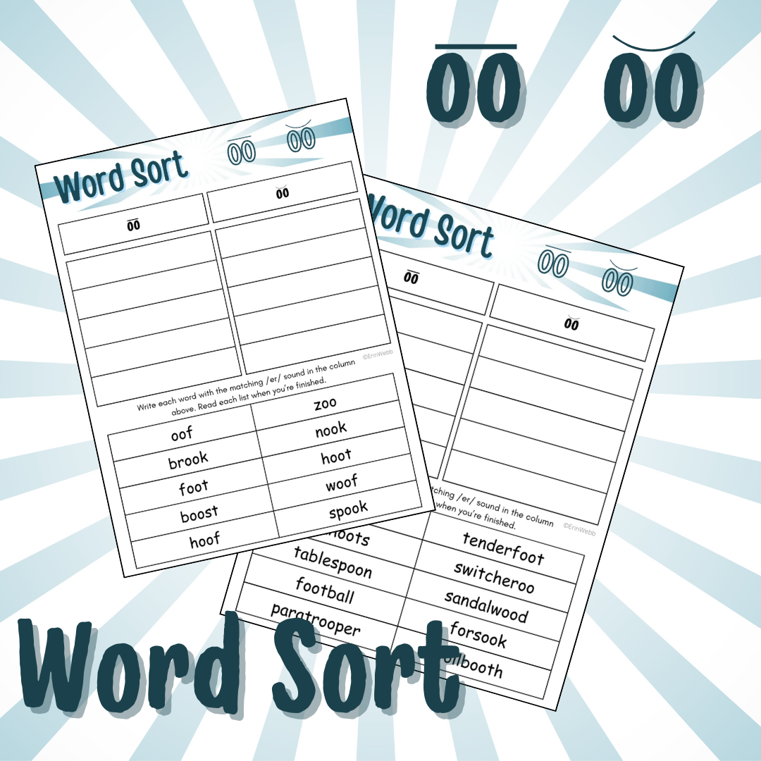 Word Sort - Diphthongs OO (hoot) & OO (book)